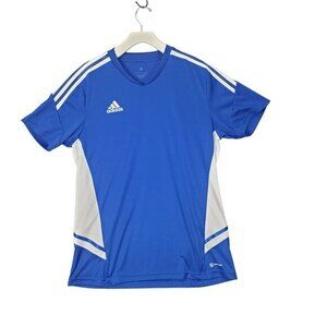 ADIDAS Mens Jersey Large Condivo 22‎ Soccer Aeroready Moisture Wicking Logo Blue
